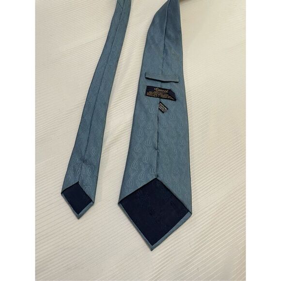 Gucci Vintage Blue Silk Necktie Tie - Picture 4 of 7